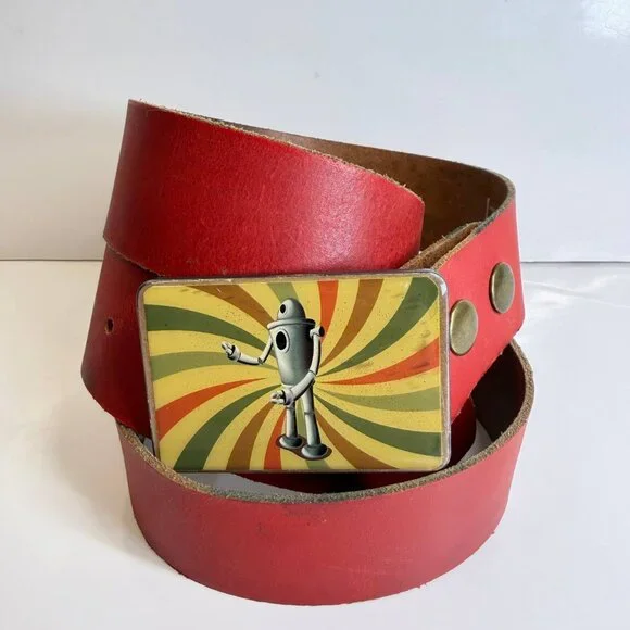 Bebelt Germany Leather Belt Size 36 – Graphic Buckle – Genuine Leather - Picture 1 of 11